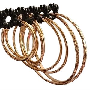 Elegant Golden Hoop Earrings 4 Pair Set